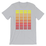 Yellow to Red Grid Bars Unisex T-Shirt Abyssinian Kiosk Rectangle Bars Spaced Evenly Grid Pattern Fashion Cotton Apparel Clothing Bella Canvas Original Art