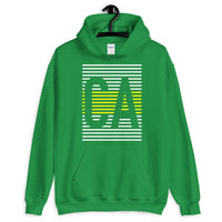 CA White Yellow Lines Unisex Hoodie California State Abyssinian Kiosk Fashion Cotton Apparel Clothing Gildan Original Art