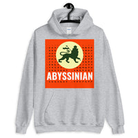 Abyssinian Kiosk Logo White Letters Unisex Hoodie Ethiopian Lion of Judah Amharic Alphabet Abyssinia Ethiopia Apparel Gildan Clothing