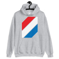 Red White Blue Stripes Unisex Hoodie Abyssinian Kiosk Diagonal Stripes Fashion Cotton Apparel Clothing Gildan Original Art