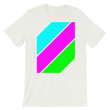 Cyan Magenta Green Stripes Unisex T-Shirt Abyssinian Kiosk Diagonal Stripes Fashion Cotton Apparel Clothing Bella Canvas Original Art