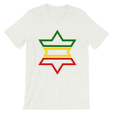 Green, Yellow, Red Outline Star of David Unisex T-Shirt Abyssinian Kiosk Green Yellow Red Outline Separated Into 3 Parts Star Jewish Falasha Ethiopia Bella Canvas Original Art Fashion Cotton Apparel Clothing