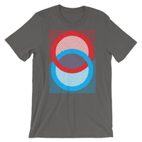 Red Blue Rings White Inner Unisex T-Shirt Abyssinian Kiosk Fashion Cotton Apparel Clothing Bella Canvas Original Art