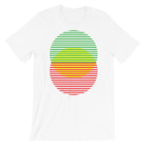 GYR Lined Circles Unisex T-Shirt Abyssinian Kiosk Joining Circles Fashion Cotton Apparel Clothing Bella Canvas Original Art Green Yellow Red Ethiopian Flag