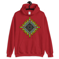 Psychedelic Waffle Cross Unisex Hoodie Trip Trippy Colorful Ethiopian Coptic Orthodox Abyssinian Kiosk Christian Gildan Original Art Abyssinian Kiosk Fashion Cotton Apparel Clothing