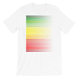 Green to Yellow to Red Streaks Unisex T-Shirt Abyssinian Kiosk Fashion Cotton Apparel Clothing Bella Canvas Original Art Green Yellow Red Ethiopia Ethiopian Flag
