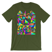 Color Triangles Unisex T-Shirt Abyssinian Kiosk Falling Colorful Triangles Fashion Cotton Apparel Clothing Bella Canvas Original Art