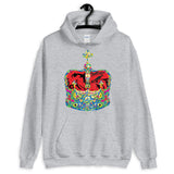 Funky Crown Red Unisex Hoodie Abyssinian Kiosk Empress Menen Crown Haile Selassie Colors African Royal Royalty Fashion Cotton Apparel Clothing Gildan Original Art