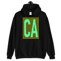 Cyan Yellow Grid CA Unisex Hoodie Gildan Original Art Abyssinian Kiosk Fashion Cotton Apparel Clothing California State America US