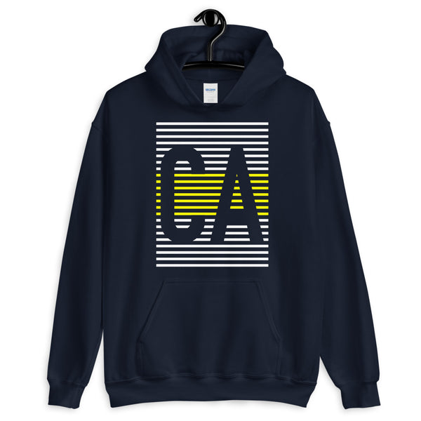 CA White Yellow Lines Unisex Hoodie California State Abyssinian Kiosk Fashion Cotton Apparel Clothing Gildan Original Art