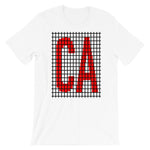 Red Black Grid CA Unisex T-Shirt Bella Canvas Original Art Abyssinian Kiosk Fashion Cotton Apparel Clothing California State America US