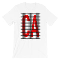 Red Black Grid CA Unisex T-Shirt Bella Canvas Original Art Abyssinian Kiosk Fashion Cotton Apparel Clothing California State America US