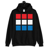 RWB Blocks Unisex Hoodie Gildan Original Art Abyssinian Kiosk Fashion Cotton Apparel Clothing Red White Blue America American Flag