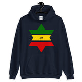 Green, Yellow, Red Star of David Hoodie Abyssinian Kiosk Jewish Falasha Abyssinia Ethiopia Flag Rasta Lion of Judah Apparel Gildan Clothing