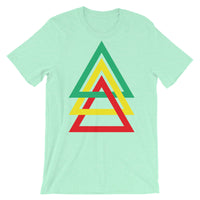 3 Triangles GYR Unisex T-Shirt Abyssinian Kiosk Green Yellow Red Ethiopia Fashion Cotton Apparel Clothing Bella Canvas Original Art