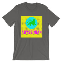 Abyssinian Logo Yellow Background Unisex T-Shirt Abyssinian Kiosk Ethiopian Lion of Judah Amharic Ethiopia Bella Canvas Original Art