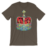 Funky Crown Red Unisex T-Shirt Abyssinian Kiosk Empress Menen Crown Haile Selassie Colors African Royal Royalty Fashion Cotton Apparel Clothing Bella Canvas Original Art