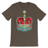Funky Crown Red Unisex T-Shirt Abyssinian Kiosk Empress Menen Crown Haile Selassie Colors African Royal Royalty Fashion Cotton Apparel Clothing Bella Canvas Original Art