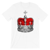 Greyscale & Red Crown Unisex T-Shirt Abyssinian Kiosk Empress Menen Crown Haile Selassie Red Velvet African Royal Royalty Fashion Cotton Apparel Clothing Bella Canvas Original Art