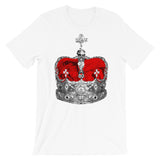 Greyscale & Red Crown Unisex T-Shirt Abyssinian Kiosk Empress Menen Crown Haile Selassie Red Velvet African Royal Royalty Fashion Cotton Apparel Clothing Bella Canvas Original Art