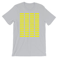 Yellow Grid Bars Unisex T-Shirt Abyssinian Kiosk Rectangle Bars Spaced Evenly Grid Pattern Fashion Cotton Apparel Clothing Bella Canvas Original Art