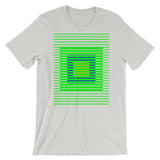 Green Stripes Blue Orange Squares Unisex T-Shirt Squares Within Lines Abyssinian Kiosk Fashion Cotton Apparel Clothing Bella Canvas Original Art