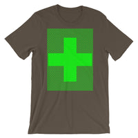 Green Criss Green Cross Unisex T-Shirt Abyssinian Kiosk Equal Arm Cross Christian Criss Cross Lines Bella Canvas Original Art Fashion Cotton Apparel Clothing