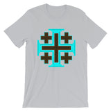 Cyan Black Orange #12 Cross Unisex T-Shirt Abyssinian Kiosk Ethiopian Christian Jesus Religion Equal Arm Bella Canvas Original Art Fashion Cotton Apparel Clothing