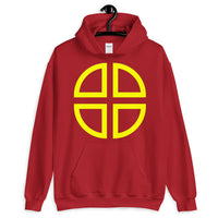 Between the Lines Cross Yellow Unisex Hoodie Abyssinian Kiosk Ethiopian Coptic Orthodox Tewahedo Christian Gildan Original Art Fashion Cotton Apparel Clothing