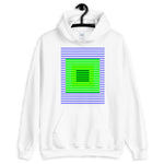 Blue Green Stripes Yellow Black Squares Unisex Hoodie Squares Within Lines Abyssinian Kiosk Fashion Cotton Apparel Clothing Gildan Original Art