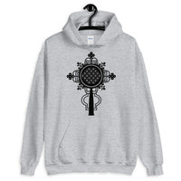 Plain Black #10 Cross Unisex Hoodie Abyssinian Kiosk Ethiopian Coptic Orthodox Tewahedo Christian Gildan Original Art Fashion Cotton Apparel Clothing