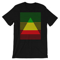GYR Lined Pyramid Unisex T-Shirt Abyssinian Kiosk Green Yellow Red Ethiopian FlagFashion  Cotton Apparel Clothing Bella Canvas Original Art