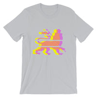 Yellow Magenta Diagonal Lines Unisex T-Shirt Abyssinian Kiosk Ethiopian Lion of Judah Bella Canvas Original Art Abyssinian Kiosk Fashion Cotton Apparel Clothing