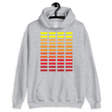 Yellow to Red Grid Bars Unisex Hoodie Abyssinian Kiosk Rectangle Bars Spaced Evenly Grid Pattern Fashion Cotton Apparel Clothing Gildan Original Art