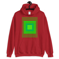 Green Stripes Blue Orange Squares Unisex Hoodie Squares Within Lines Abyssinian Kiosk Fashion Cotton Apparel Clothing Gildan Original Art