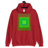 Green Stripes Blue Orange Squares Unisex Hoodie Squares Within Lines Abyssinian Kiosk Fashion Cotton Apparel Clothing Gildan Original Art