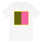 Yellow Back Black Magenta Lines Unisex T-Shirt Square Abyssinian Kiosk Fashion Cotton Apparel Clothing Bella Canvas Original Art 