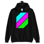 Cyan Magenta Green Stripes Unisex Hoodie Abyssinian Kiosk Diagonal Stripes Fashion Cotton Apparel Clothing Gildan Original Art