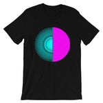 Cyan Half Star Magenta Half Circle Unisex T-Shirt Abyssinian Kiosk Fashion Cotton Apparel Clothing Bella Canvas Original Art