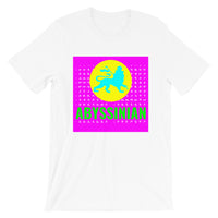 Abyssinian Logo Magenta Background Unisex T-Shirt Abyssinian Kiosk Ethiopian Lion of Judah Amharic Ethiopia Bella Canvas Original Art