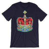 Funky Crown Red Unisex T-Shirt Abyssinian Kiosk Empress Menen Crown Haile Selassie Colors African Royal Royalty Fashion Cotton Apparel Clothing Bella Canvas Original Art