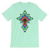 Psychedelic Black #10 Cross Unisex T-Shirt Trip Trippy Colorful Ethiopian Coptic Orthodox Abyssinian Kiosk Christian Bella Canvas Original Art Abyssinian Kiosk Fashion Cotton Apparel Clothing