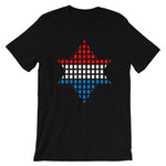 Red White Blue Boxes Star of David Unisex T-Shirt Abyssinian Kiosk Rectangles Jewish Falasha Abyssinia Ethiopia Bella Canvas Original Art Fashion Cotton Apparel Clothing