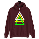 3 Triangles White Yellow Green Unisex Hoodie Abyssinian Kiosk Fashion Cotton Apparel Clothing Gildan Original Art