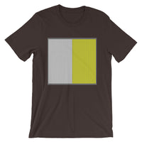 Grey Back White Yellow Lines Unisex T-Shirt Square Abyssinian Kiosk Fashion Cotton Apparel Clothing Bella Canvas Original Art