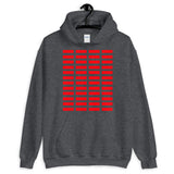 Red Grid Bars Unisex Hoodie Abyssinian Kiosk Rectangle Bars Spaced Evenly Grid Pattern Fashion Cotton Apparel Clothing Gildan Original Art