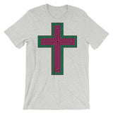 Black Pink Green Maze Cross Unisex T-Shirt Abyssinian Kiosk Christian Jesus Religion Lined Latin Cross Bella Canvas Original Art Fashion Cotton Apparel Clothing