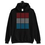 Red White Blue Squares Unisex Hoodie Grid of Mini Squares Abyssinian Kiosk Fashion Cotton Apparel Clothing Gildan Original Art