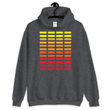 Yellow to Red Grid Bars Unisex Hoodie Abyssinian Kiosk Rectangle Bars Spaced Evenly Grid Pattern Fashion Cotton Apparel Clothing Gildan Original Art