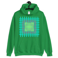 Cyan Red Yellow Ellipses Unisex Hoodie Abyssinian Kiosk Fashion Ellipses Inside Ellipses Cotton Apparel Clothing Gildan Original Art